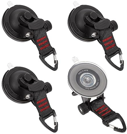 Saugnapf Camping Set, 4 Stück Saugnapf Anker Haken Festbinden, Multifunktionales Auto Saugnapf mit Befestigung, Extra Stark bis 10kg, für Auto, Markisen, Wohnmobil, Haushalt, Werkstatt Planen