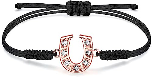 JENDEAR SHINE Bracciale Ferro di Cavallo Donna, Bracciale a Ferro di Cavallo Fortunato in Corda Fatta a Mano, Regalo di Compleanno per la Festa Della Mamma
