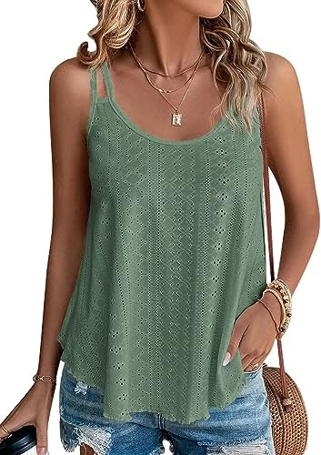 DUOEASE Camisetas de Tirantes Mujer Cuello Crew Moda Camiseta Sin Mangas Elegant Verano Tshirt