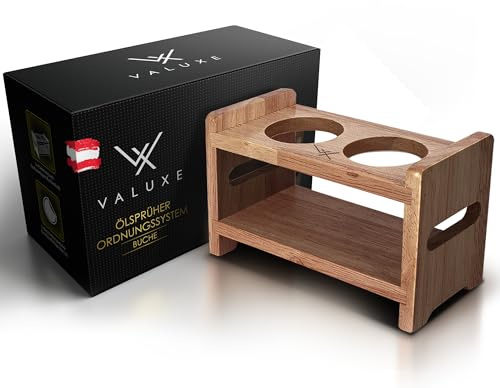 VALUXE® Ordnungssystem für alle Ölsprüher aus Buchenholz | Für maximale Ordnung & Stil in der Küche - praktischer Küchen Organizer & Sprühflaschen-Halter aus Holz