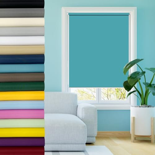 Plissee ohne Bohren 70 x 240 cm Verdunkelnd Rollos, Seitenzugrollo Klemmrollo Sonnenschutz & Sichtschutz, Ohne Bohren für innen Wandmontage, Himmelblau