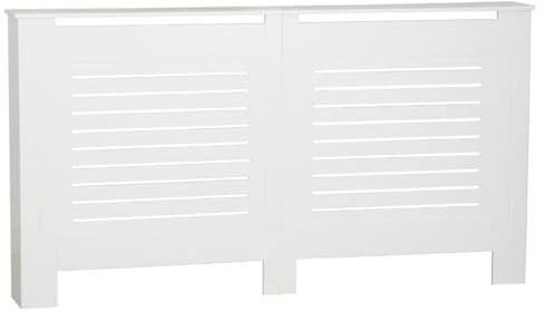 URBNLIVING Cache-radiateur moderne en bois MDF avec grille pour meuble (blanc, grand)