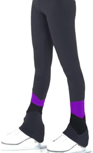 YOYOBABY Eiskunstlauf Trainings Hose Damen Mädchen Hochela Stische Skating-Trainings Hose Wasser Dichte Fleece-Leggings Gestreifte Skate Rhose in Farbblo Ckoptik,002,3XS