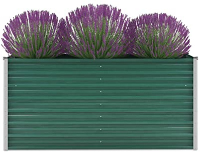 ZEYUAN Garten-Hochbeet, Pflanzkübel, Kräuterbeet, Hochbeete-kit, Schneckenzaun, Pflanztrog, Pflanzgefäße, Pflanzfolie Für Hochbeet,Teichbecken, Verzinkter Stahl 160x40x77 cm Grün