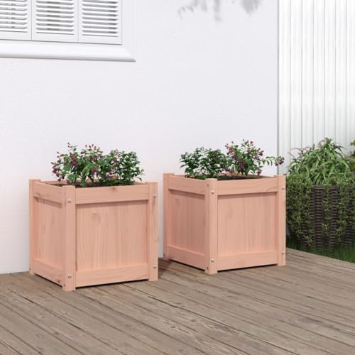 ShCuShan Pflanzkübel 2 STK. Blumenkasten PflanzgefäßE FüR Draussen PflanzenküBel Massivholz Douglasie - 837411