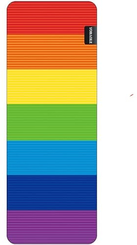 FANSU Yogamatte rutschfest, 1 mm Dicke Reise Yogamatte Faltbar Leicht Sportmatte und Fitnessmatte Meditationsmatte Trainingsmatte Pilates Matte Gymnastikmatte Turnmatte (183x68cm,Regenbogen)