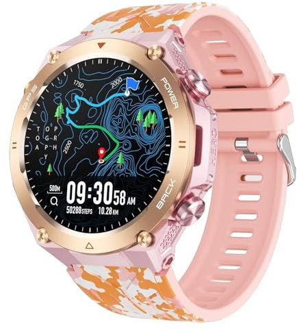 Smartwatch Herren GPS Barometer Sportuhr Fitnessuhr Militär Uhr Kompass Höhenmesser Outdoor Telefonfunktion Gesundheitsuhr Blutdruck Pulsuhr Laufuhr Aktivitätstracker Military Watch Schrittzähler