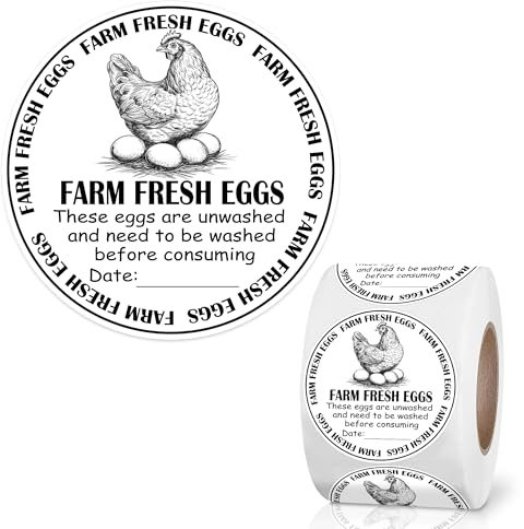 2 Inch Farm Fresh Eggs Carton Labels, Writable Label Fresh Eggs Farmer's Market Packaging Sticker Chicken Labels for Business Farm Fresh Produce Egg Carton Labeling(500 PCS)