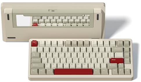 LQXQ SK75 75% Aluminium Wireless Mechanical Keyboard, 3-Modes | Pre-lubed POM Switches RGB Creamy Gaming Keyboard, BT5.0/2.4G/USB-C, Hot Swappable, Beige