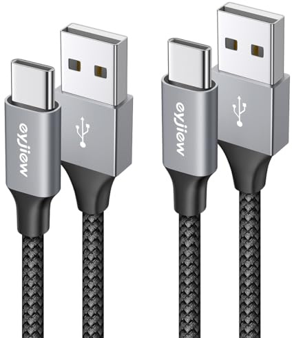 eyjiew Cable USB C 1m Lot de 2 Câble USB A vers USBC Câble Nylon Tressé Charge Rapide 3A Type C Chargeur pour Samsung Galaxy S24 S23 S21 S20 S10 A54 A15 A71, iPhone 15/15 Pro Max/Plus,Pixel