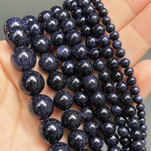 Naturstein, blaue Türkise, Achate, Tigerauge, Lapislazuli, runde Perlen zur Schmuckherstellung, DIY-Armbandzubehör, Blauer Sand, 4,0 mm (ca. 91 Stück)