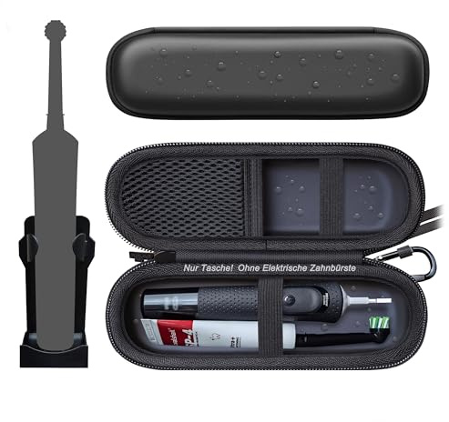 Woollo Etui Compatible with Oral-B Vitality Pro/Pro Series 3/Pro Series 1/Sonicare etc. Zahnbürste Elektrische/Electric Toothbrush Tasche Tragbare Hart Reise Case Hülle(Schwarz,Schwarz)