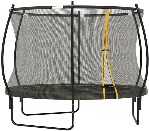 SPORTNOW 8ft Outdoor Trampoline, ASTM Certified Garden Trampoline Rebounder Jumping Mat with Safety Enclosure Net, Spring Cover, Black
