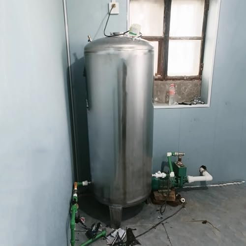 304 Stainless Steel Water Pressure Tank, Stainless Steel Vertical Pressurized Storage Tank for Well/Tap Water Well Pump Air Bladder Tank, Pressurized Container with Mounting Kit(60L/15.8Gal)