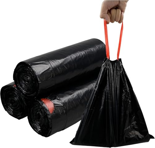 Bolsa de basura de 100 L, enlace deslizante, 50 bolsas de basura de 100 litros, negras, ultra resistente (40 µ) y antifugas, residuos alimentarios | cierre de enlace y asa | práctica e higiénica |