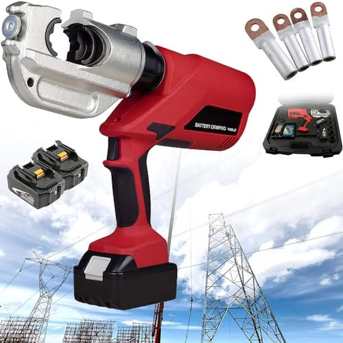 Herramientas de crimpado hidráulicas de 16-400 mm2 Crimpadora hidráulica eléctrica con 12 Pares de Matrices para terminales de Cobre y Aluminio Crimpadora de Cables alimentada por batería, hidráulica