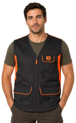 fratelliditalia.org Gilet smanicato misto cotone caccia arancio cinghiale uomo carniere dietro con zip Colore Arancio Taglia M