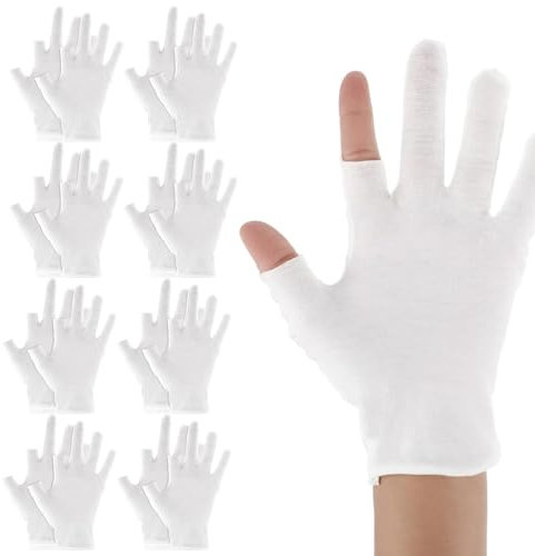 8 Pairs Cotton Gloves for Eczema,Moisturizing Cotton Gloves,Touch Screen Moisturising Glove,Glove for Dry Hands,Repair Rough Cracked Dry Hand Skin,Unisex (White)