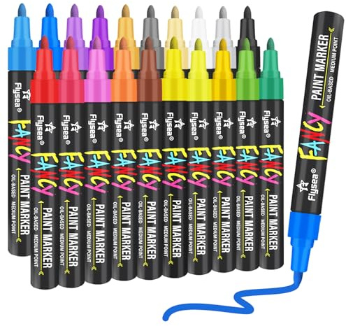 Alitastro 20 Colors Paint Pens Oil Based Medium Tip Permanent Markers | 3mm Waterproof, Quick Dry Paint Markers, Fade Resistant Marker Pen for Metal, Rock Painting, Wood, Plastic, Canvas, Stone