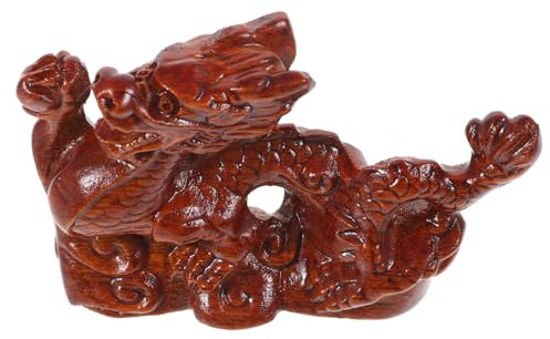 VALICLUD Drachenfigur Holz Tischdekoration Handgefertigt Stabile Holzskulptur 10cm Filigranes Drachenornament Für Schreibtisch Und Wohnraum