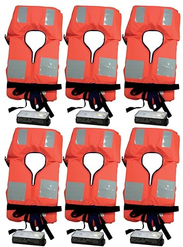 Klovoo Kit de chalecos salvavidas 150N, juego completo con luz LED SOLAS, homologados para navegación de más de 6 millas, para barco y bote inflable (4)