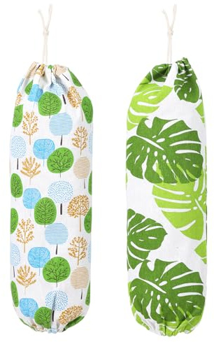 2 Pcs Plastic Bag Holder Lightweight Grocery Bag Holder For Plastic Bags Wall Mount Floral Plastic Bag Storage Organizer Reusable Grocery Bag Organizer For Kitchen Pantry