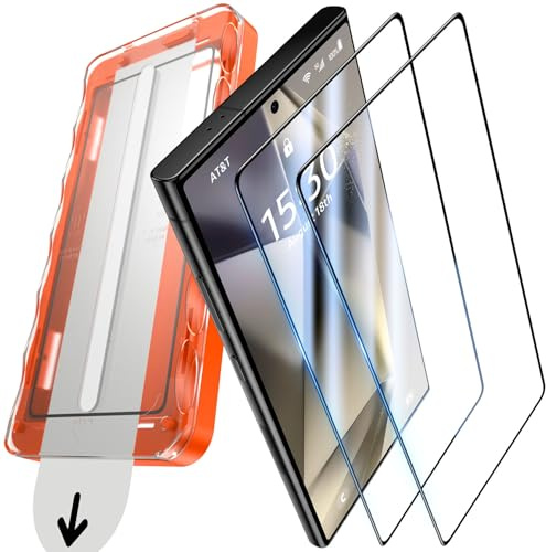 UniqueMe für Samsung Galaxy S24 Ultra für Panzerglas - 2 Stück Schutzfolie | Full Screen Displayschutz, 9H-Härte Folie, Auto Installation Bruchsicher Militärniveau Anti-Kratzer Bläschenfrei