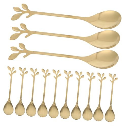 FUNNETOYU 20 pièces Cuillères Mini Acier Inoxydable Doré Cuillères à Glace et Café avec Design pour Repas et