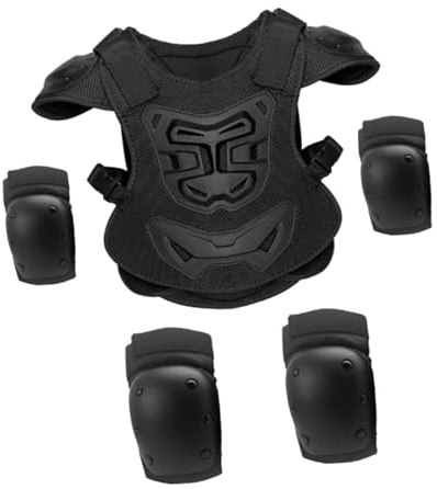 Équipement de Protection de Moto pour Enfant, Gilet de pour Enfants Combinaison, Équipement Vélo, Genouillères et Coudières, pour Tout-Terrain Cyclisme Ski Patinage, Vélo Route de 4 à 8 Ans, Style B