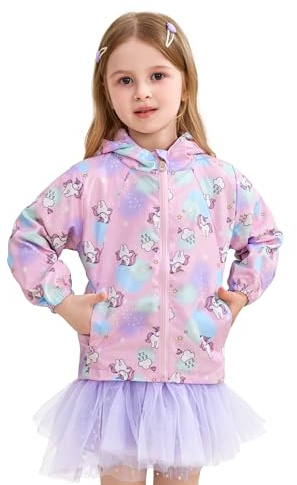 Miipat Ragazze Giacca con Cappuccio Leggera Antivento Giacche Bambina Cappotti con Cerniera Casual Abbigliamento Giacca per Bambine Ragazze(100 2-3 Anni)