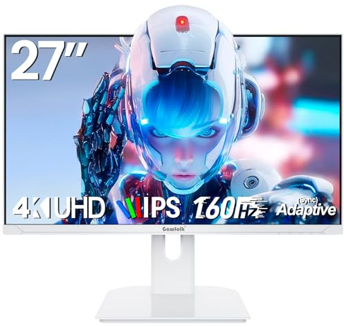 Gawfolk 27 inch 4K Gaming Monitor, UHD 3840 x 2160p 160HZ, White PC Computer Monitors IPS Screen for Home & Office, Support HDMI 2.1, DP 1.4