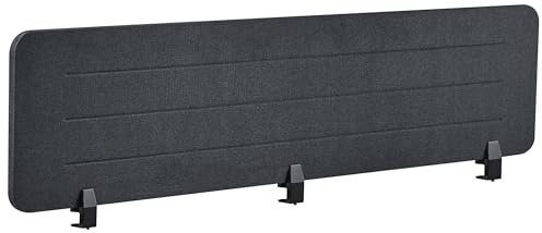 Beliani Schreibtisch Trennwand Akustik dunkelgrau 180 x 40 cm Befestigungsklammern Ziggy