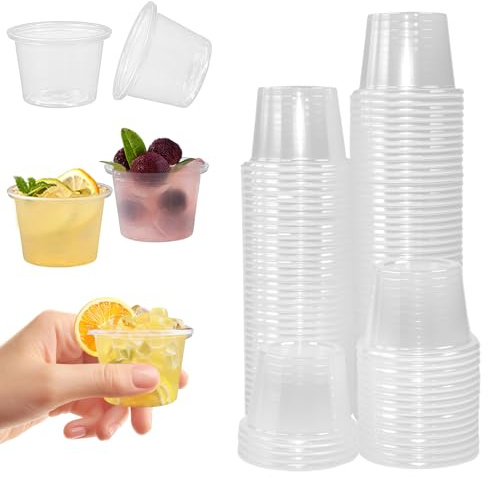 LANSKYLAN 200 Stück Schnapsgläser 25ml Wiederverwendbare Schnapsbecher Shot Becher Transparente Shotgläser Pinnchen Kurze Becher Shotbecher Hen Party Shot Glasses für Party Geburtstag JGA