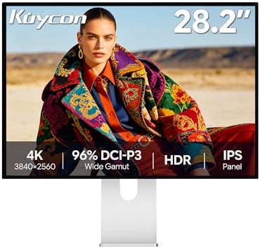 Kuycon P10 28 Pouces FHD (3840x2560) Moniteur 4K, Panneau IPS, 16,70 Millions de Couleurs, 99% sRGB, 8ms, HDR10, G-Sync FreeSync, 1200:1 Contraste, Soins oculaires (Minimaliste - avec Stand)