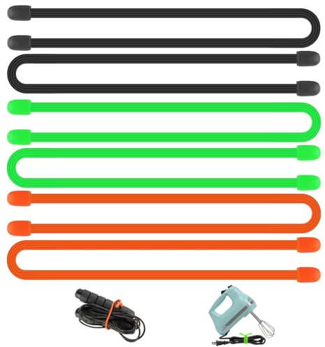 6 bridas de silicona de 30,5 cm con núcleo de acero, bridas de torsión flexibles resistentes para gestión de cables en interiores y exteriores, organización, agrupación, clips para bolsas de pan