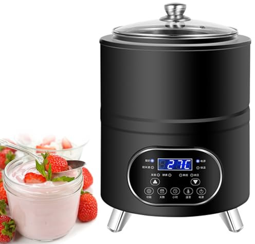 QUSYZD Yogurtiera Professionale con Controllo di Tempo e Temperatura - Fermentazione costante a 360° per Yogurt, natto e Riso Fatti in casa - Perfetta per Uno Stile di VI,Black-8L