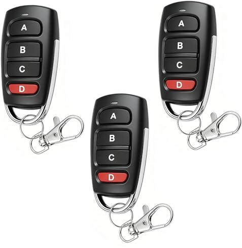 3Pcs Unidades de Control Remoto Puerta 433.92 MHz, 4 Botones | Mando Universal Para Puerta de Garaje, Universal Código Rodante Duplicador, Control Remoto Puerta 433.92 MHz