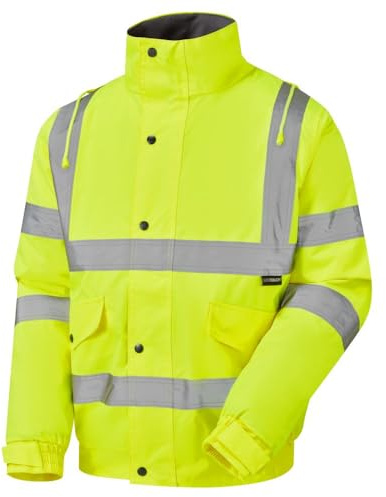 Stormway Mens Hi Vis Bomber Jacket, Orange, Yellow, Black | High Visibility, Reflective, Waterproof, Two Tone, Windproof