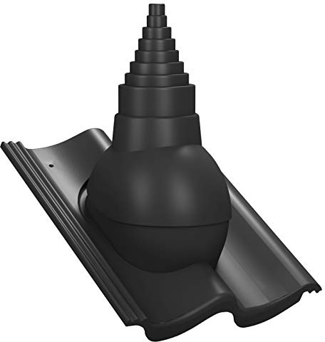Dachdurchführung für Gerätemasten Ø19–90 mm – Braas - Doppel-S – Schwarz | für Nelskamp-S, IBF - Doppel-S, TV-Antenne, Satellit, Blitzschutz, Kommunikation, Dachdurchgang mit EPDM-Dichtung, RAL 9005