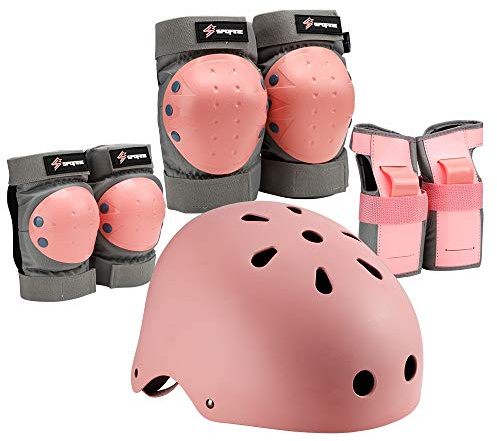 S SPOFINE Kids Bike Helmet, Toddler Helmet for Youth Adult, Knee Pad Elbow Pad Wrist Guard Protective Gear Set for Skateboard, Bike, Skating, Cycling