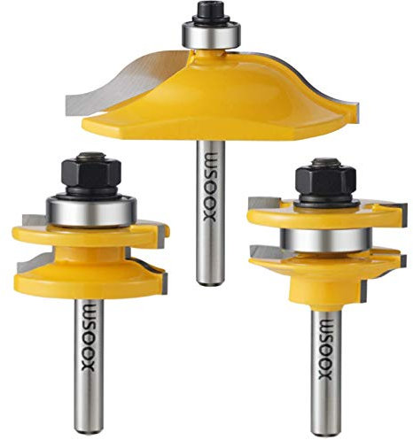 WSOOX 3 PCS Router Bit Set, Raised Panel Cabinet Door Making Router Bit Set, Ogee Rail and Stile Bit, Professional Carbide Milling Cutters for Woodworking (1/4-Inch Shank)