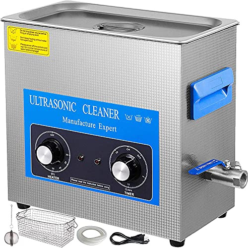 VEVOR Knob Control Ultrasonic ultraljudsrengörare, 15 l, ultraljudsrengöringsanordning med uppvärmning, smyckesrengörare, ultraljud 220 V, digital ultraljudsrengöring, 400 W, ultraljudsrengöring, 40