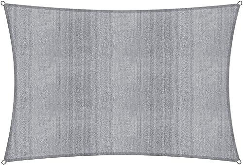 Lumaland Sun sail rectangular 4 x 5 metres | Weatherproof sun protection incl. fastening ropes | Terrace, garden & balcony shade provider made of HDPE sail fabric with UV protection [light grey]