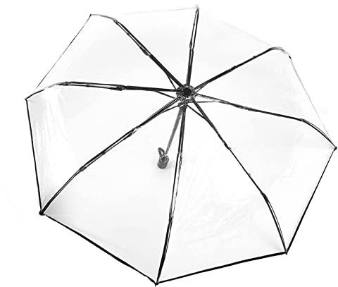 Haofy Faltbarer transparenter Regenschirm Regenschirme Tragbarer dreifach gefalteter Damenmode-Regenschirm Clear Bubble Canopy