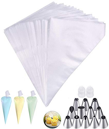 Bolsa de decoración Tang Yuan 100 desechable,con 12 boquillas de decoración de acero inoxidable,herramienta maestra para pasteles,utilizada para hornear decoración de pasteles,mangas pasteleras