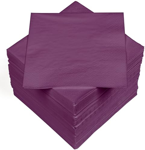 HEKU 100 einfarbige Servietten, 3-lagig, 33x33cm I Einheitliche Qualität für Veranstaltungen & Gastronomie I Praktische 5er-Packung I Hoch saugfähig und stilvoll, lila