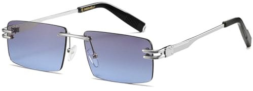 SHEEN KELLY Retro randlose Sonnenbrille für Männer Frauen Rechteck Ultra-Small Frame Sonnenbrille Durchsichtige Brille