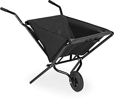 Relaxdays Carriola Pieghevole, Carretto da Giardino, Ruota in Gomma Piena, 46 L, Acciaio Poliestere, 70x112x67 cm, nero