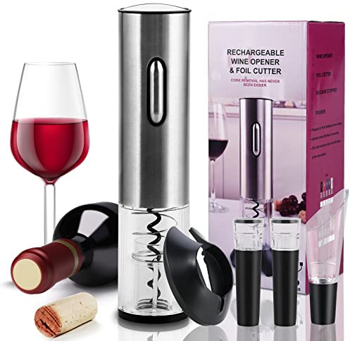 Cieex Tire Bouchon Électrique Rechargeable, Ouvre Bouteille Electrique avec Coupe-Capsule, Bouchon à Vin, Verseur, Idéal Cadeau Noel pour Amateurs de Vins