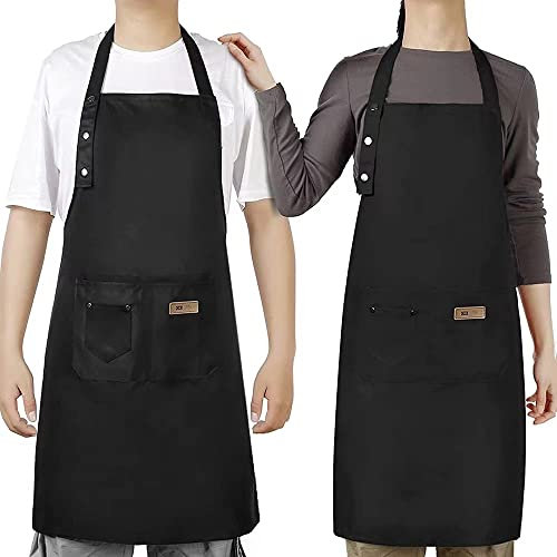 Theuwnee® Schürze,Wasserdicht Kochschürze mit Taschen,Verstellbarem Küchenschürze,Grillschürze,latzschürze,Sieht schlank aus, Küchenschürze in Profiqualität, 67 x 72cm